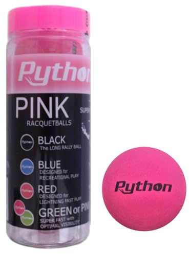 Python (Pink) Racquetballs (Super Fast w/Optimal Visibility)