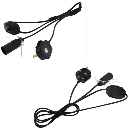 RTNLIT 2 Pack Himalayan Salt Lamp Cord with Dimmer Switch, 1.8m Original Replacement Power Cable with E14 Bulb Holder, UK Plug Light Fitting Spare, for Crystal Salt Rock Table Lamp,