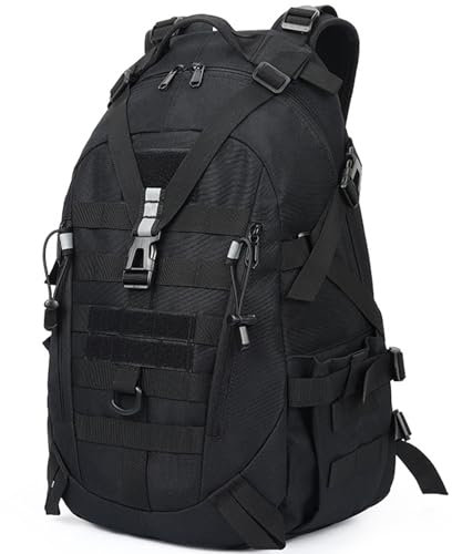 Nayubo 25L Wanderrucksack Wasserdichter Outdoor-Wander-Tagesrucksack zum Klettern, Touren, Jagen, Trekking, Reisen, Fitnessstudio, Sport, Campingrucksack für Männer (Schwarz)
