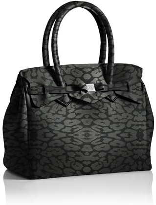 SAVE MY BAG Damen T-Miss Plus Animalier Tasche, Leopard JetBlack Satin