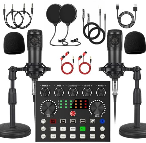 V8s for 2, V8s Voice Changer with BM-800 Podcast Microphone Bundle - Studio Condenser Microphone Perfect for Podcasting, Recording, Singing, Streaming and Gaming