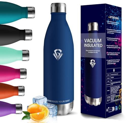 HoneyHolly Gourde Isotherme - 1000ML - Gourde Inox sans BPA Sport Étanche, Réutilisable, Bouteille Isotherme, Processus de revêtement en Poudre, Thermos, pour Running, Bureau, École