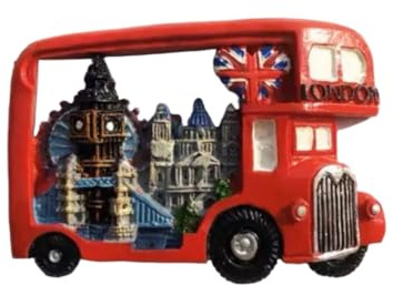 OMEIU Store London 3D Metal Fridge Magnet London Eye Tower Bridge Big Ben Westminster Abbey Royal Guard Telephone Box Double Decker Bus England UK British Souvenir Gift(BUS)