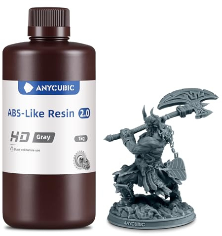 ANYCUBIC ABS-Like Resin 2.0, (HD Grau, 1 kg) | 3D-Druckerharz mit hoher Zähigkeit und Belastbarkeit, hoher Präzision und Härte, geringem Geruch