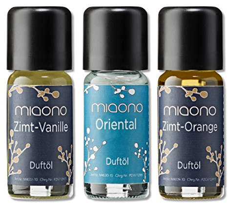 Duftöle von miaono - Wunderbare Welt der Düfte - Aromaöle für himmlichen Raumduft (Oriental-Zimt/Vanille-Zimt/Orange, 3er Set 3x10ml)