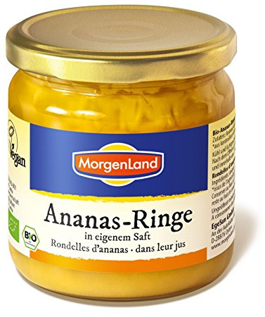 MorgenLand Bio-Ananas-Ringe in eigenem Saft, 3er Pack (3 x 350 g)