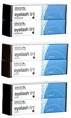 Strictly Professional Eyelash Tint - 2 x Black 2, x Blue/Black & 2 x Brown 15ml Each ( Pack of 6) - Tint only, no developer