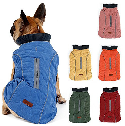 TFENG Reflektierend Hundejacke Brust 62-70cm, Rückenlänge 42cm Hundemantel Warm gepolstert Puffer Weste Welpen Regenmantel mit Fleece (Blau, XL)
