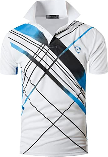 jeansian Herren Summer Sportswear Wicking Breathable Short Sleeve Polo T-Shirts Tops LSL226 White M