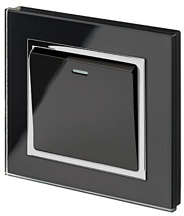 Retrotouch Black Intermediate Light Switch (1 Gang/Chrome Trim) - SKU00205
