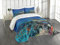 ABAKUHAUS Unterwasser Tagesdecke Set, Tropical Turtle Wasser, Set mit Kissenbezügen Waschbar, für Einselbetten 170 x 220 cm, Mehrfarbig Blau
