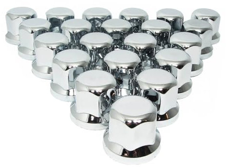 MGF Lot de 20 cache-écrous de roue en plastique chromé 32 mm pour camion remorque