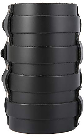 HZMAN Schwarz Lederarmband für Herren verstellbares Punk Leder Manschette Armband