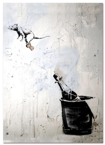 Giallobus - Gemälde - Banksy - Maus auf dem Flaschenverschluss - Acrylglas - 100x140 - Bereit zum Aufhängen - Moderne Gemälde für zu Hause