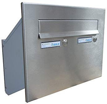 D-241 XXL Edelstahl Mauerdurchwurf Briefkasten mit 2 Klingeln (Tiefe: 23-38 cm) - LETTERBOX24.de
