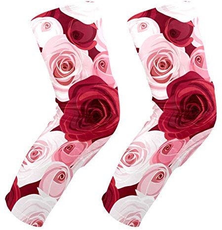 EZIOLY Knieschoner mit roten und rosa Rosen, Basketball, Volleyball, Wabenbein, Knieschoner, gepolstert, für Herren und Damen