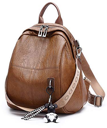 BUKESIYI Damen Tasche Rucksack Handtasche Frauen backpack Klein Anti Diebstahl Schulrucksack Laptop Weekender PU Leder DE78302 Braun