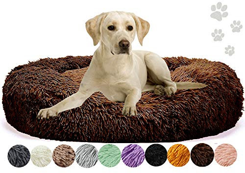 Yurun hundebett Grosse Hunde XXL, Hundesofa Kuschelhöhle Kuschelig Flauschig selbstwärmend und gemütlich, für Mittelgroße und Große Hunde, Kaffee 90CM