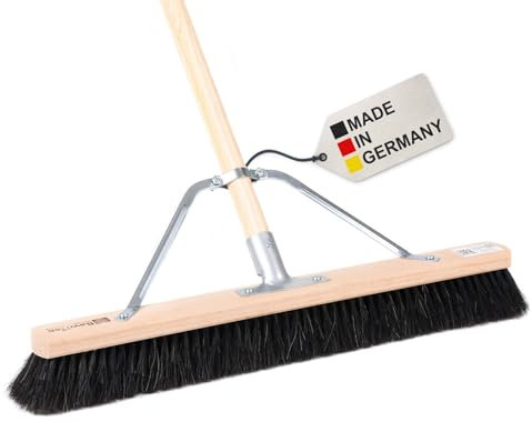 BawiTec Echt-Naturhaar-Rosshaar-Besen mit speziellem Stielstabilisator und stabilem Stiel,Breite 100cm,Besenstiel Länge 160cm Ø28mm,sehr weiche Borsten (Mischung),Saalbesen,Kehrbesen,Rosshaarbesen