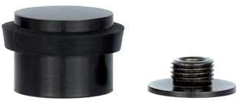 Adhesive Door Stop with Threaded Base, Stainless Steel, Black Lacquered, Black Rubber, Ref. I-199/24-DUAL-NG