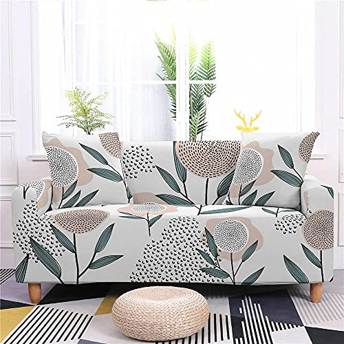 Copridivano 2 Posti Fiore Crema Rosa Antico Copridivano Spandex Lavabile Copridivani AntiGraffio Copridivano Penisola a Destra Copri Divano Moderna Universale Copridivano con Penisola Elastici
