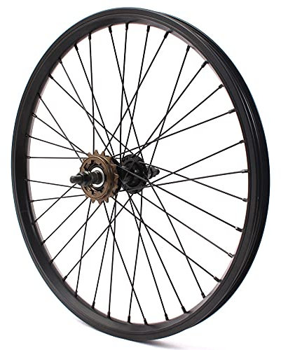 KHE BMX Rear Wheel 20 Inch 10 mm Axle 7500 Aluminium Rim 36 Hole Black 16 Teeth Sprocket
