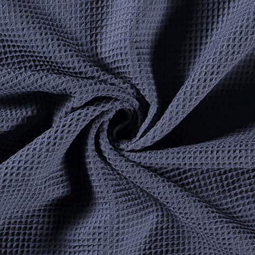 50x150cm Frottierstoff Waffelpiqué Baumwollstoff Oeko - Tex 100 Meterware am Stück Farbwahl, Farbe:stahlblau