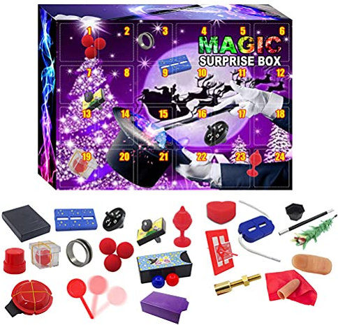 Rvtkak Adventskalender 2021 Kinder, Weihnachten Kinder Magisches Set, Blindbox Tricks Spielzeug, Erstaunliche Magische Tricks Requisiten Kinder Magisches Spielzeug Geeignet Alter