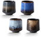 Lxuwbd Keramik-Teetasse, 4 Stück (1 Stück), 210 ml Fassungsvermögen, modernes Design, blau, schwarz, grau, Weihnachten, Geburtstag, Erntedankfest, wiederverwendbar, strapazierfähig, glasiert,
