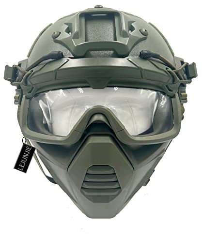 PJ Taktik Airsoft Schutz Fast Helm mit Schutzbrille und halber Gesichtsschutz Maske Passend für Paintball CS