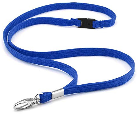 CKB LTD Premium Lanyards Umhängeband mit Breakaway und Drehgelenk Metall Clip für Ausweishalter Lanyard Einfarbig Blau Packung mit 100