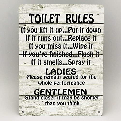 RIFOSA 6x8 Toilet Rules Metal Sign Bathroom List Novelty Put It Clean Plaque