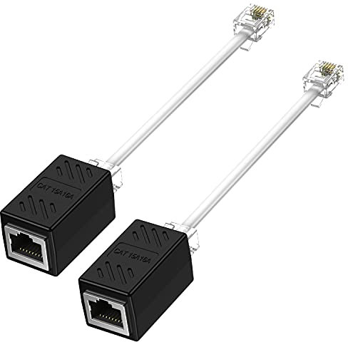 Xsusmdom [2-Pack] Phone Jack to Ethernet Adapter, Ethernet to Phone Line Adapter RJ45 Female to RJ11 Male Converter Adapter Cable for Landline Telephone Service