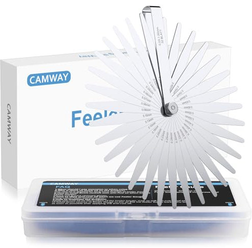 CAMWAY Spessimetro 32 Lame Conico in Acciaio Inox,0,03-1mm/0,001-0,040 pollici Doppia Indicazione di Misurazione,per Misurare la Larghezza e lo Spessore Dimensioni