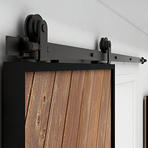 TSMST 7FT/213cm Kit de Rail de Porte de Grange Robuste,Quincaillerie Kit de Rail pour Porte Coulissante Adapté à une Porte en Bois Unique