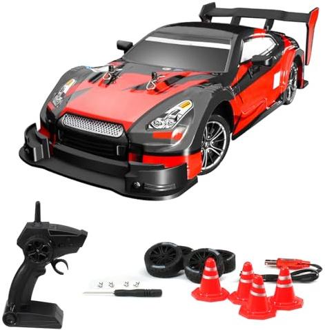 GoolRC 1:16 Scales RC Drift Car, 2.4GHz 4WD 40km/h High Speed RC Race Car with Lights, Waterproof Electric Remote Control Vehicle RTR Gift for Teen Adults