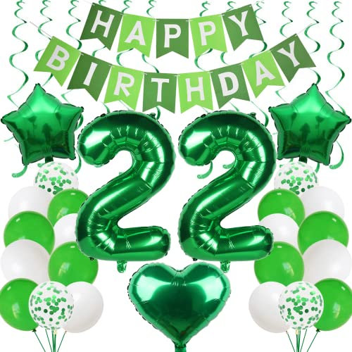 22 Luftballon 22. Geburtstag Männer Frauen Grün 22 Jahre Geburtstag Mann Deko 22. Geburtstag Deko Grün Ballons 22 Geburtstag Mann Frau Deko Grün 22 Jahre Dekoration Party 22 Geburtstag Luftballons