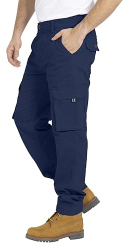 BlauerHafen Herren Cargo Hose, Gerade geschnittene Stretch Schwerlast mit 12 Taschen Freizeithose, Combat Arbeitshose, Relaxed Fit Cargo-Hose Größen 32W–44W