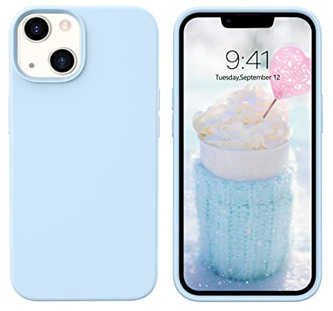 DUEDUE Coque pour iPhone 13, Silicone Fine Rigide Antichoc, Coque de Téléphone pour iPhone 13 Protection Intégrale, Doublure Micro Fibre Anti Rayures Etui pour iPhone 13 6,1 Pouces, Bleu