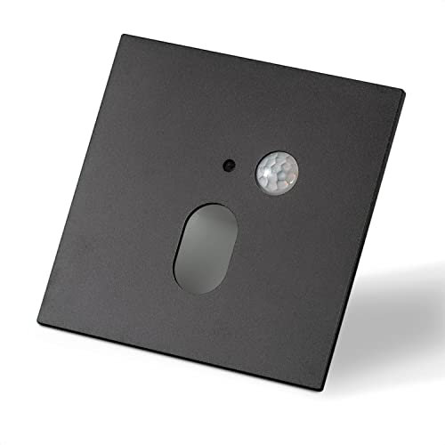 INNOVATE LED Einbaustrahler 230V mit Bewegungsmelder Licht [ColourSwitch Schwarz] Wandleuchte Innen LED Strahler I Lampe mit Bewegungsmelder Innen I Indirekte Beleuchtung (Eckig - Auslass Rund)