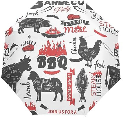 GAIREG BBQ Pork Chicken Folding Umbrella Windproof Auto Open Close Umbrellas