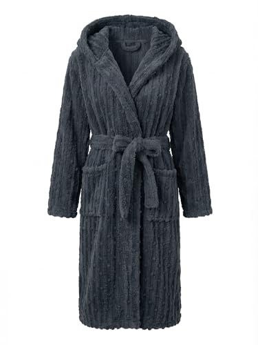 HEARTNICE Kapuze Bademantel Damen Plüsch leicht kuschelig Morgenmantel Robe | Flauschiger Bademantel, Flauschig, Weich,mit Kapuze, mit Taschen & Gürtel, bequeme Morgenmantel kuschelig Hausmantel