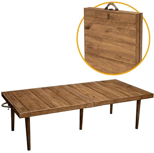 Industrial Living klappbarer Campingtisch - Klapptisch - Betttisch - Bohemian Picknicktisch - Klapptisch – 55X110X35CM – Kiefernholz (Walnuss)