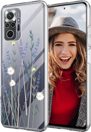 POUHYE Hülle für Xiaomi Redmi Note 10 Pro/Note 10 Pro Max Handyhülle, Klare Flexible Silikon Stoßfest Cover, 1,5 mm Dicke Stoßdämpfung Schutzhülle [Nicht-Vergilbung] Lavendel