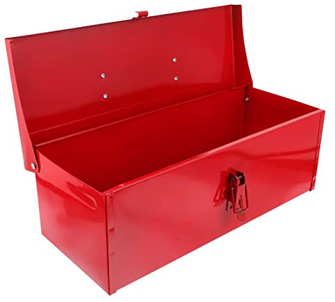 Veemoon Caja de Herramientas de Metal Engrosado, Caja de Almacenamiento de Herramientas de Mantenimiento Multifuncional Caja de Herramientas Portátil Rojo para Granja, Garaje, Sala de Herramientas