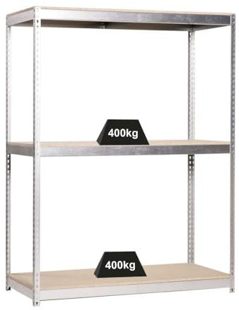 PROREGAL Schwerlastregal MID Wood YETI Three | HxBxT 150x120x60cm | Fachlast 400kg | Verzinkt | Regal Standregal Werkstattregal Lagerregal Kellerregal