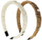 scicent Stirnband 2 Stück Strass Haarband Modische Haarreife mit Kristall Elastisches Haarreifen Stoff Stirnbänder Rutschfeste Haarbänder Mode Haarschmuck für Damen Mädchen (Weiß+Hellbraun) - 29711