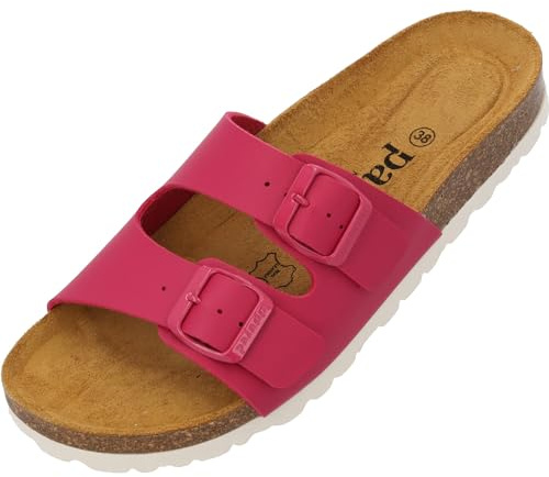 Palado Damen Pantoletten Milos Matt – bequeme Sandalen Made in Spain - Hausschuhe mit dämpfendem Kork-Fußbett - modische Sommerschuhe