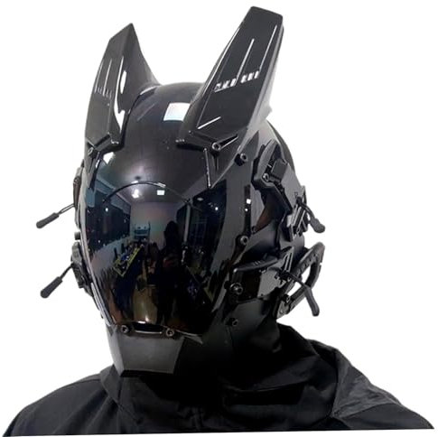 Cyberpunk Mask, Futuristic Punk Helmet with LED Light, Anti Fog Gothic Mask, Halloween Cosplay Techwear for Music Festival Cosplay Party