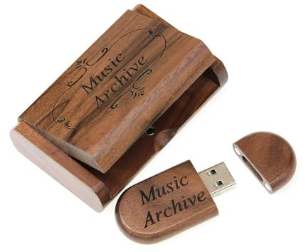 Walnut Wood USB 3.0 32GB Flash Drive in Presentation Box, Fast USB 3.0, Engravable, Compact Size